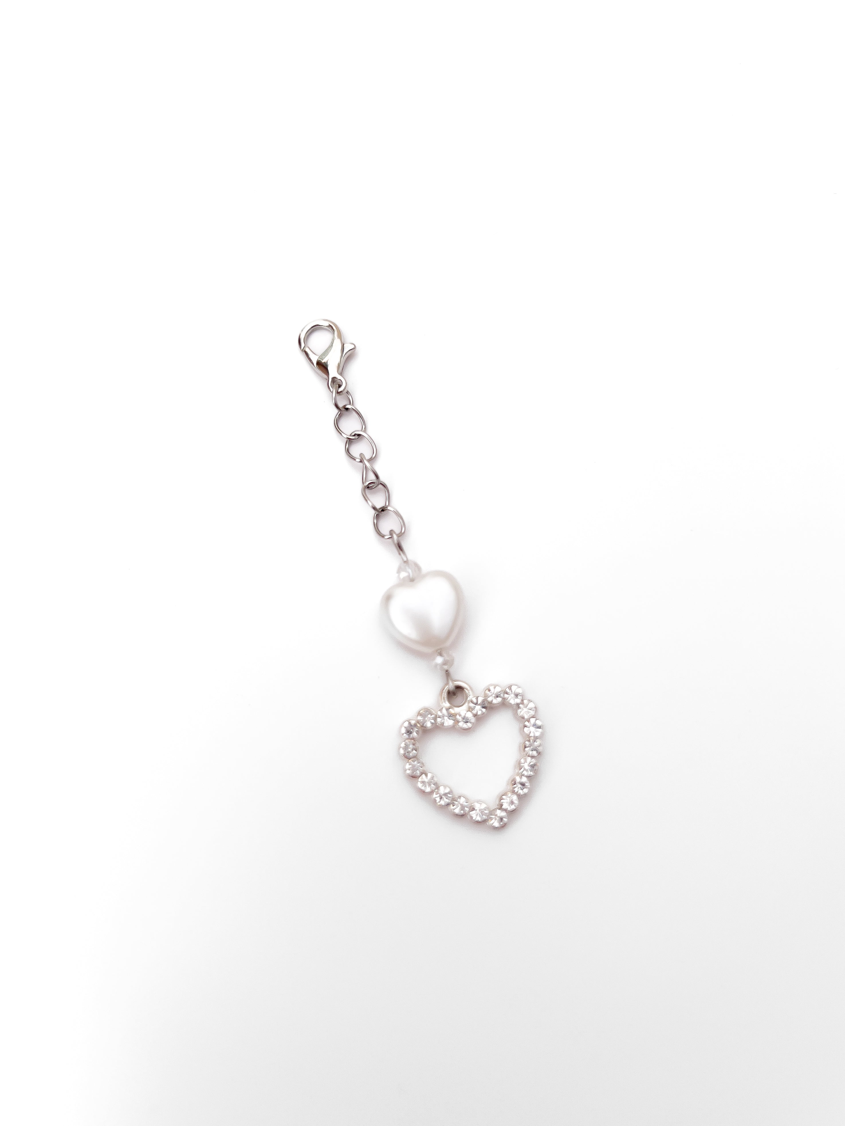 Silver Pearl Heart Charm