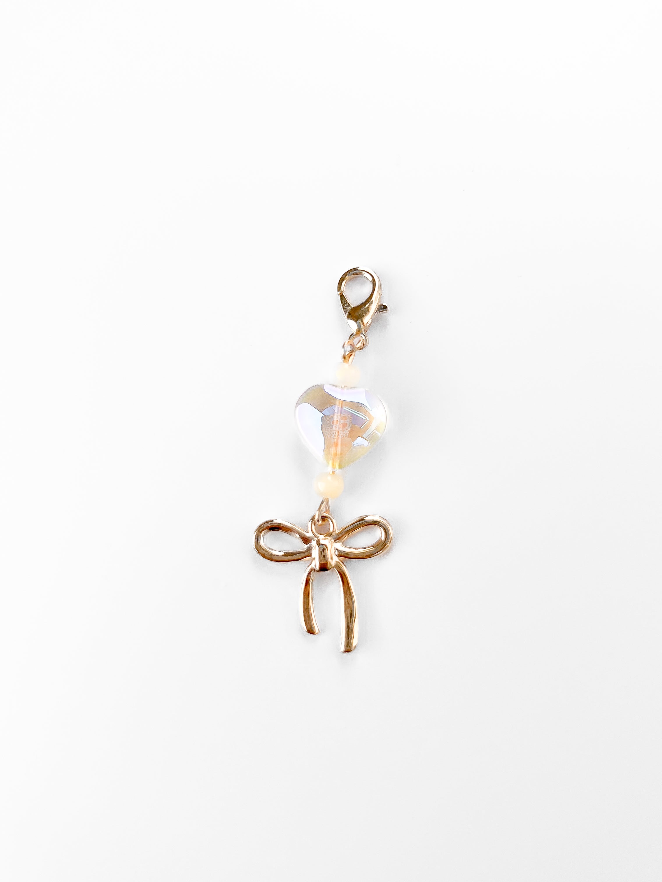Gold Glass Heart Mini Charm