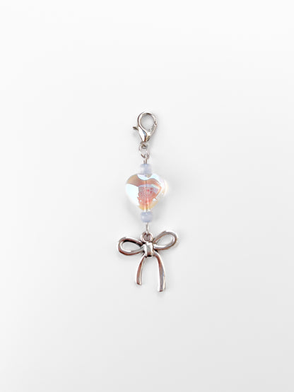 Silver Glass Heart Mini Charm