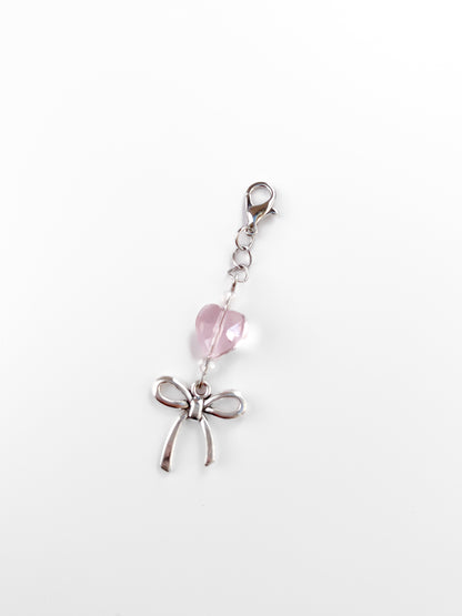 Glass Heart Bow Mini Charm